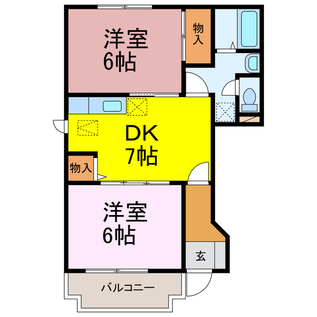 下都賀郡野木町大字友沼のアパートの間取り