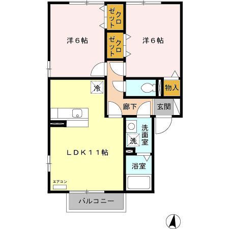 新潟市秋葉区あおば通のアパートの間取り