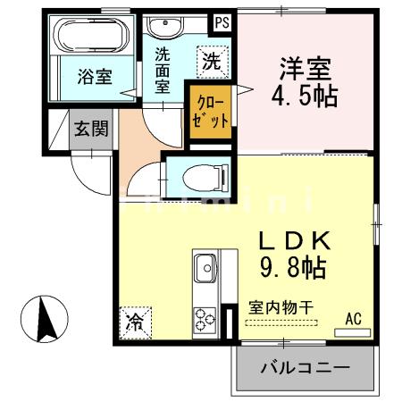 熊本市中央区黒髪のアパートの間取り