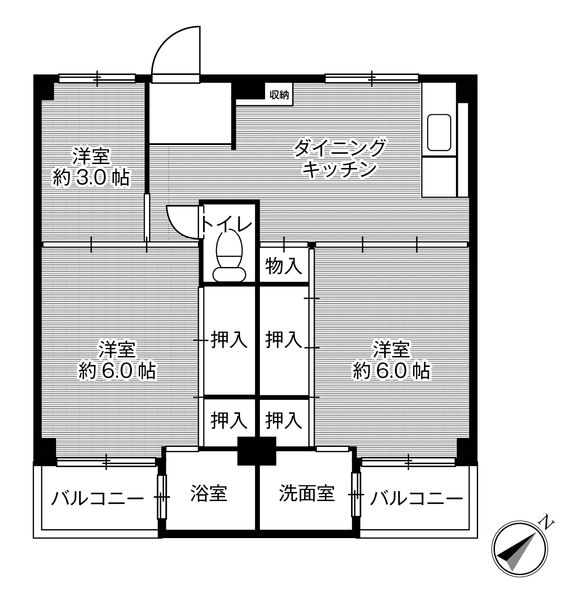 橿原市見瀬町のマンションの間取り