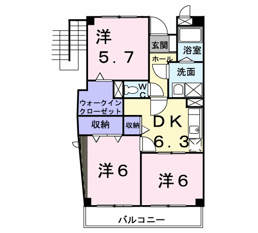 北九州市小倉南区徳力新町のマンションの間取り