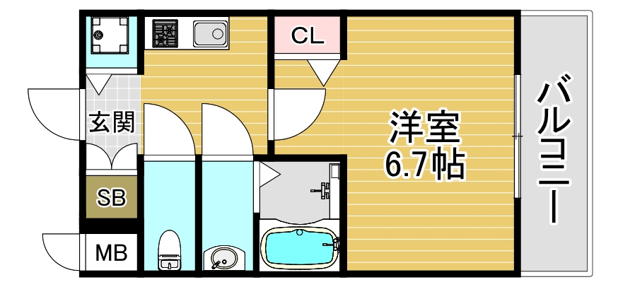 大阪市西淀川区野里のマンションの間取り