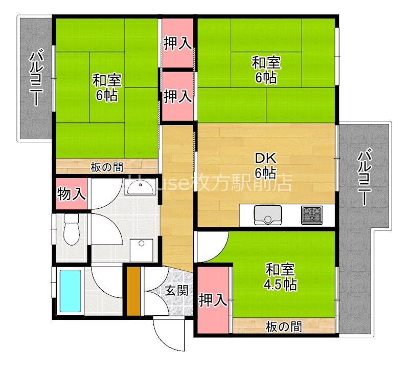 男山第4住宅302号棟の間取り