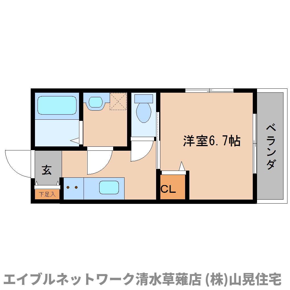 静岡市駿河区中吉田のアパートの間取り