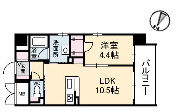 山口市小郡維新町のマンションの間取り