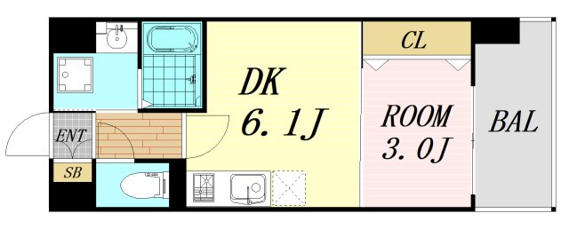 大阪市城東区関目のマンションの間取り