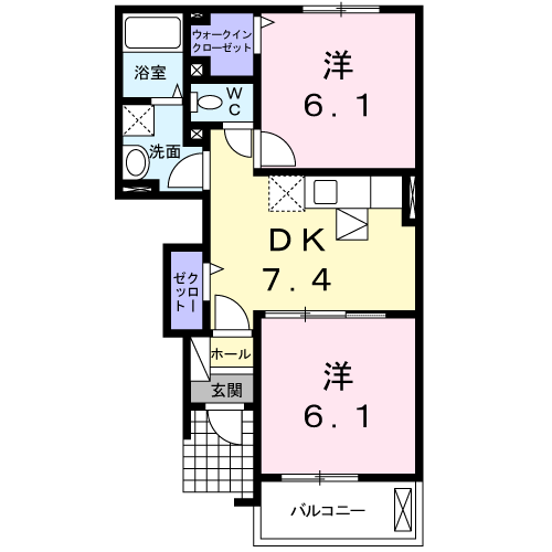 岡山市南区郡のアパートの間取り