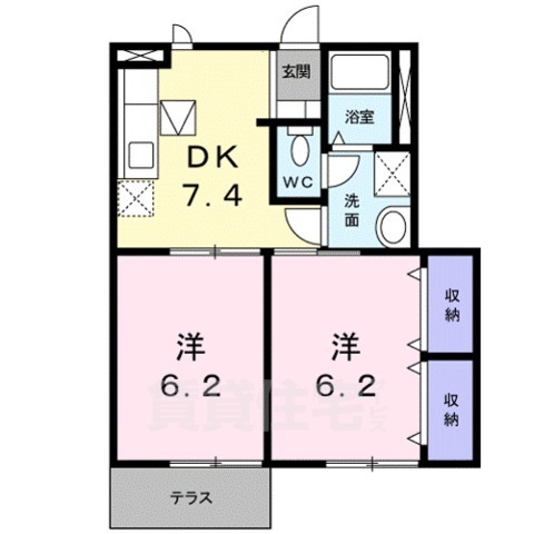 大津市千町のアパートの間取り