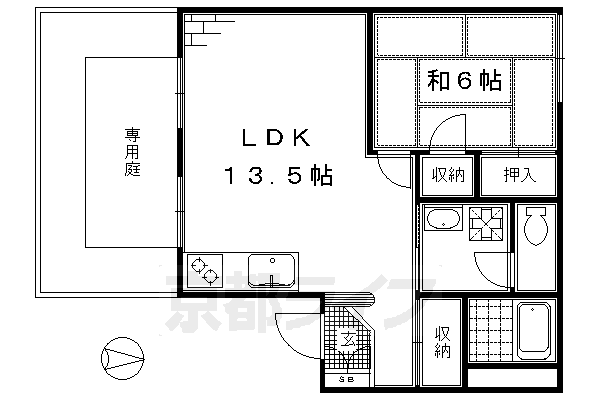 京都市伏見区深草柴田屋敷町のアパートの間取り