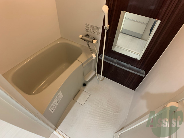 バス・シャワールーム　バスルームは狭すぎず、シャワーも浴びやすそうです。