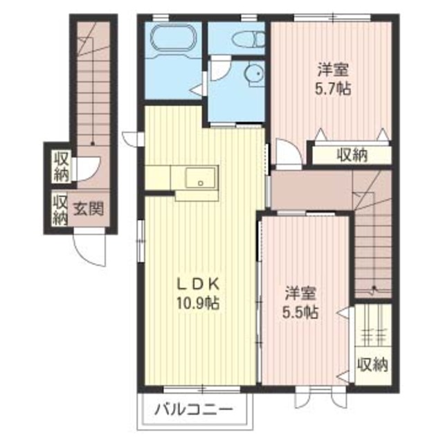 メビュースタウン５Ｂ棟の間取り