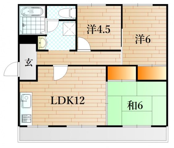 下関市横野町のアパートの間取り