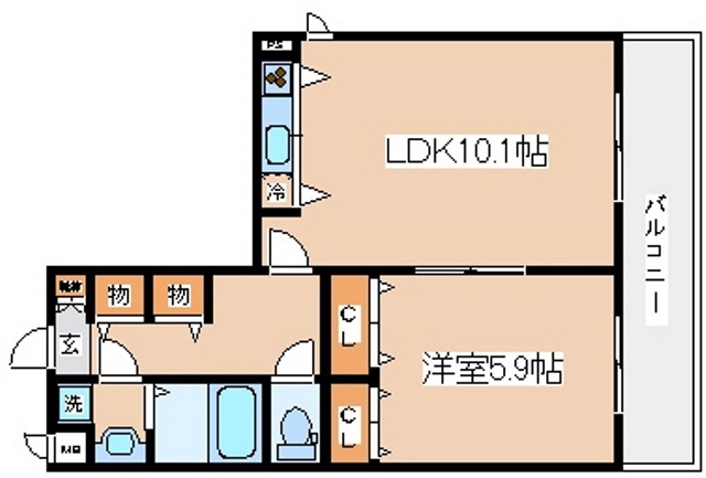 神戸市兵庫区芦原通のマンションの間取り