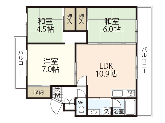 広島市安佐南区伴東のマンションの間取り