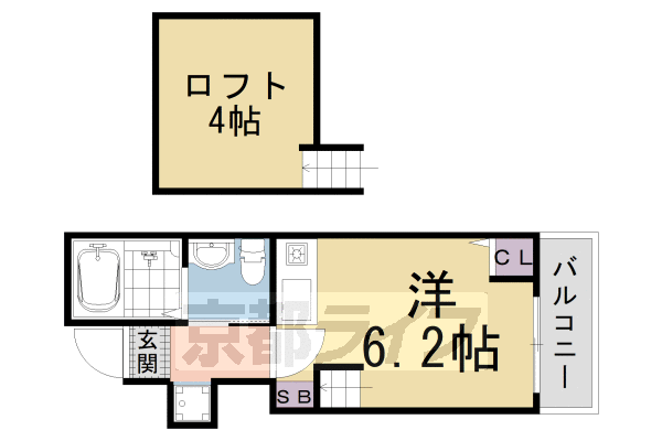 京都市中京区西ノ京御輿岡町のアパートの間取り