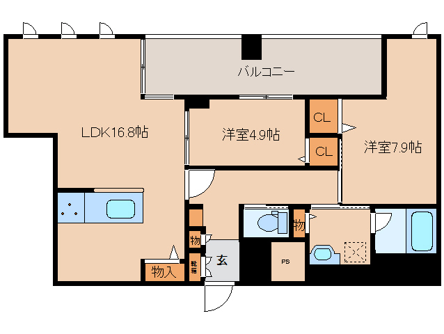 奈良市大宮町のマンションの間取り