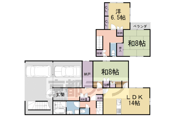 吉田下大路町貸家の間取り