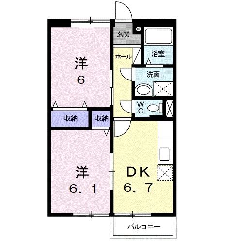 宇部市恩田町のアパートの間取り