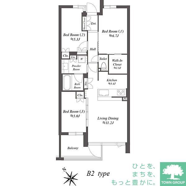 大田区上池台のマンションの間取り