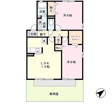 姫路市飾磨区今在家北のアパートの間取り