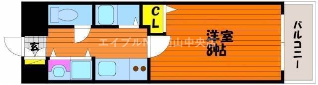 岡山市北区東島田町のマンションの間取り