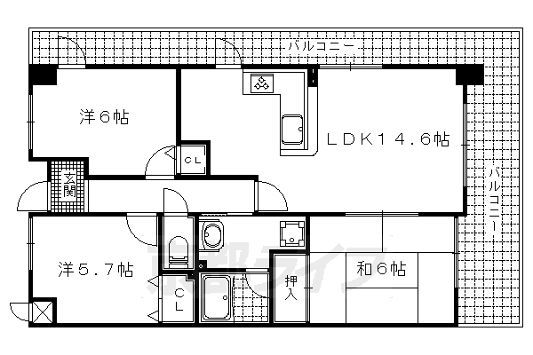 京都市伏見区醍醐中山町のマンションの間取り