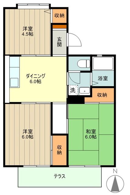 武蔵村山市三ツ藤のアパートの間取り