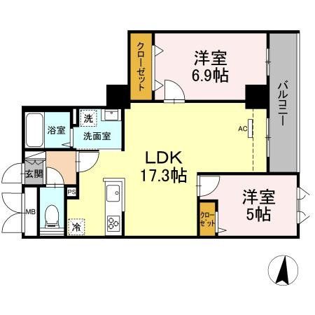 川崎市高津区上作延のマンションの間取り