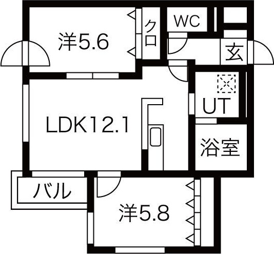 札幌市手稲区手稲本町二条のマンションの間取り