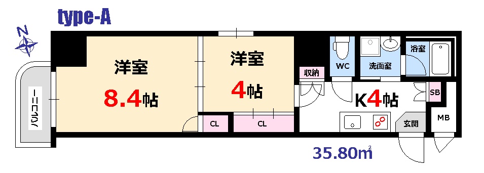 広島市南区松川町のマンションの間取り