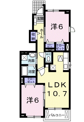 加古川市別府町新野辺北町のアパートの間取り