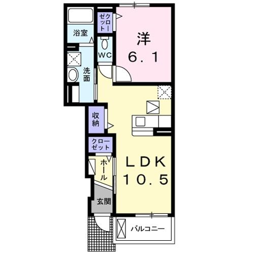 八代市古城町のアパートの間取り