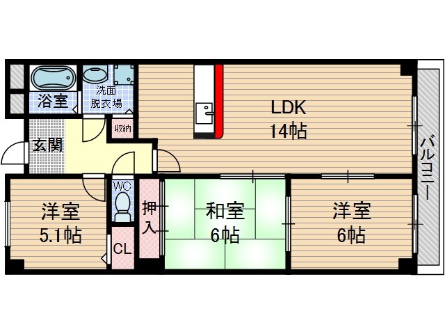 フェルザ南茨木の間取り