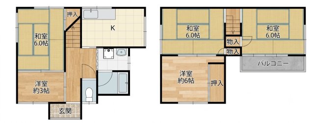 枚方市桜丘町戸建の間取り写真