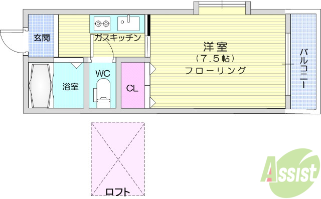 宮城県仙台市青葉区鷺ケ森１（アパート）の賃貸物件の間取り