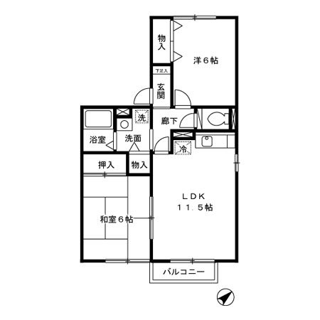 薩摩川内市中郷のアパートの間取り