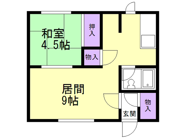 函館市大森町のアパートの間取り