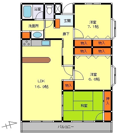 小山市駅東通りのマンションの間取り