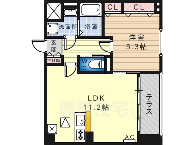 堺市堺区中三国ヶ丘町のマンションの間取り