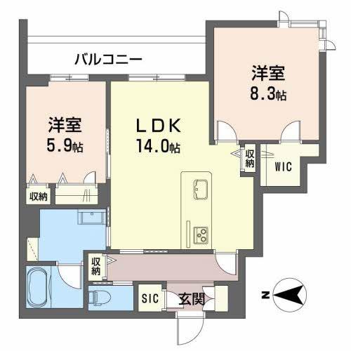 橿原市新賀町のマンションの間取り