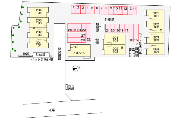 【安来市飯島町のアパートの駐車場】