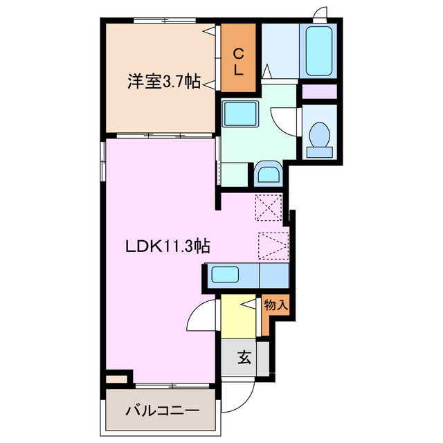 四日市市山城町のアパートの間取り