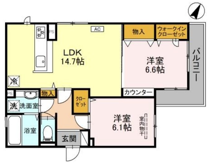 堺市北区中百舌鳥町のアパートの間取り