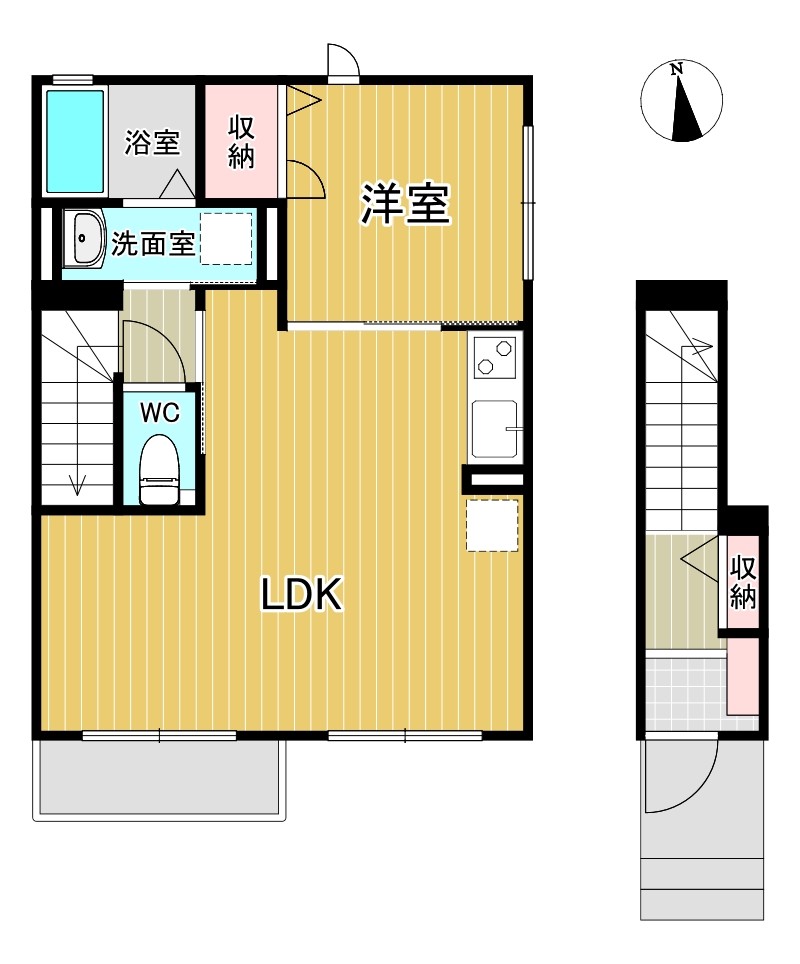 岩沼市松ケ丘のアパートの間取り