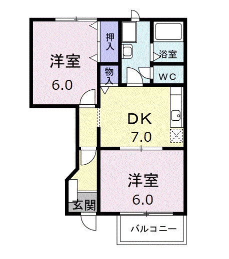 安来市安来町のアパートの間取り