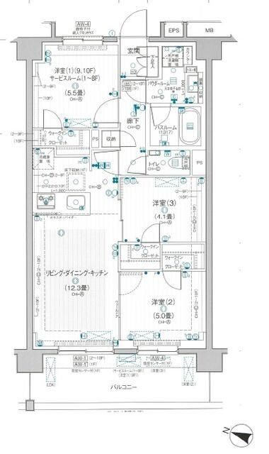 茅ヶ崎市十間坂のマンションの間取り