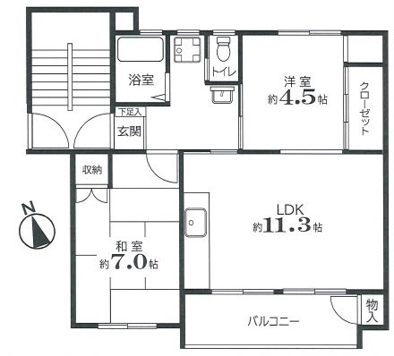 諏訪原団地　1-８号棟８号棟の間取り