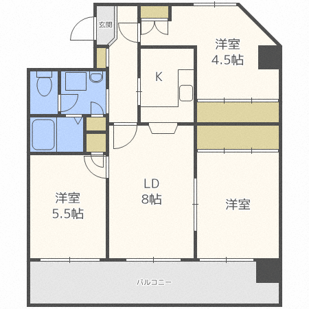 札幌市豊平区平岸二条のマンションの間取り