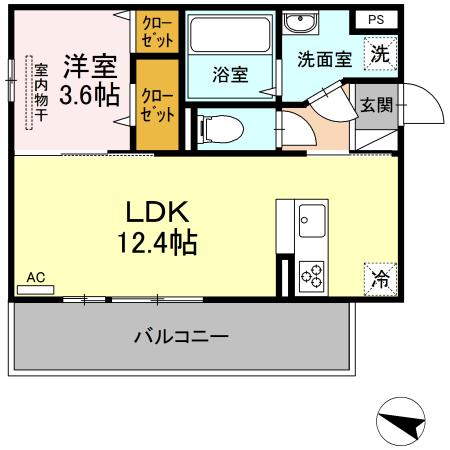 熊本市西区戸坂町のアパートの間取り