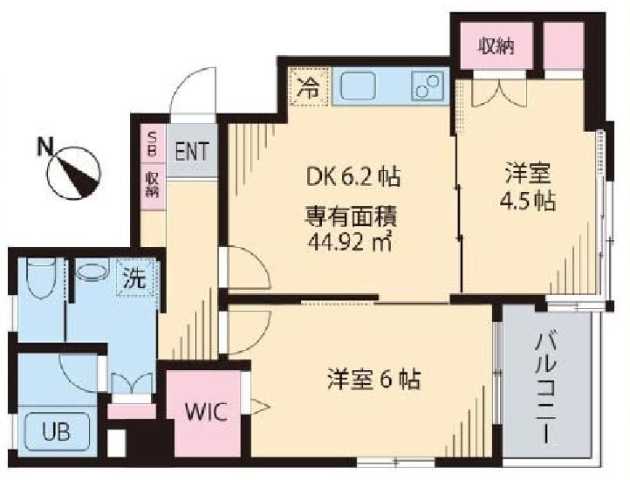 新宿区市谷薬王寺町のマンションの間取り